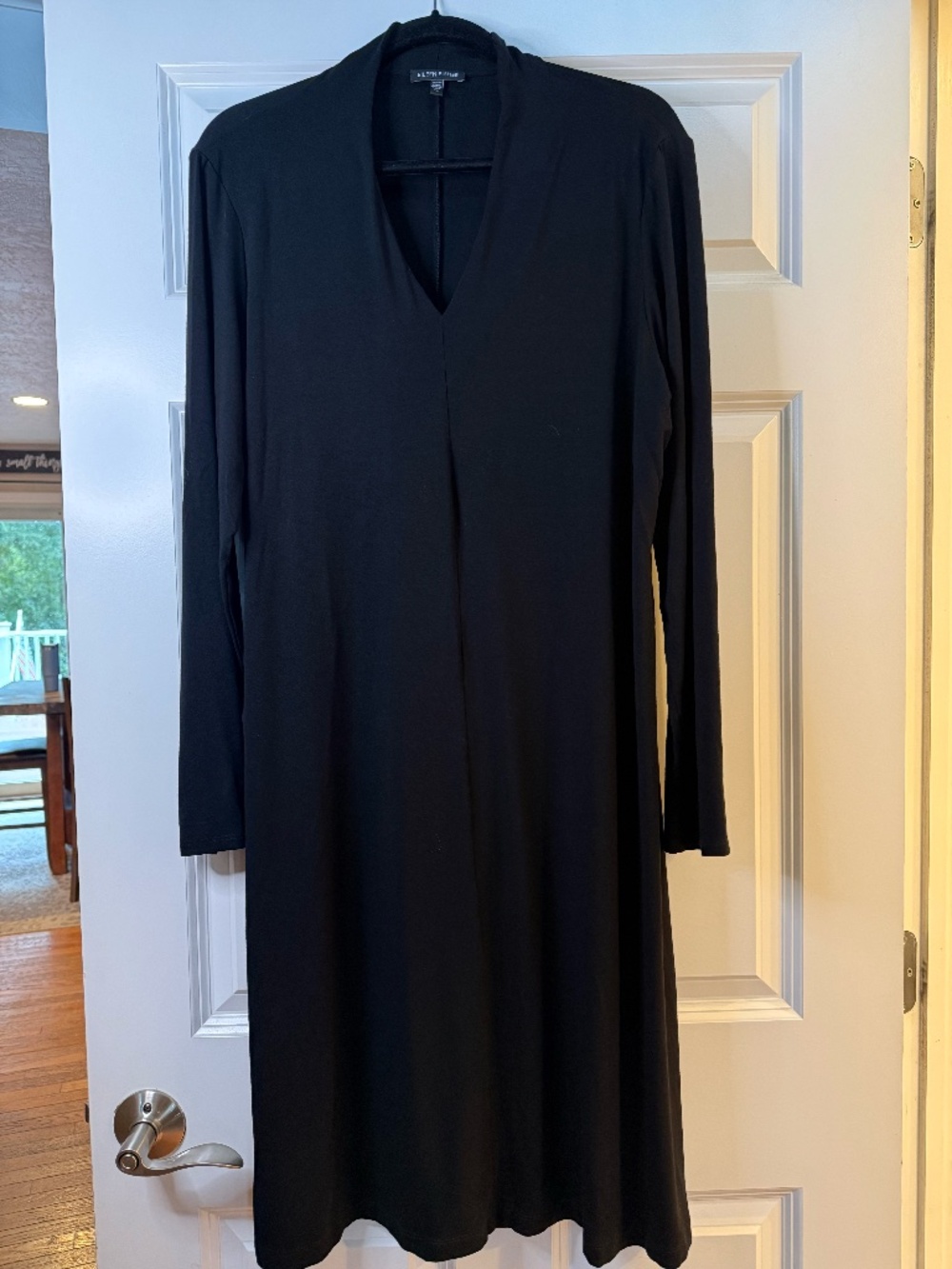 Eileen Fisher Black Long Sleeve V-Neck Dress Size XL